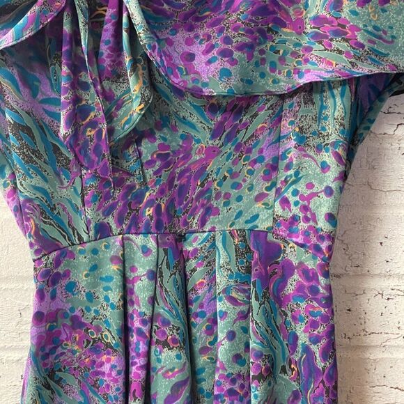 APRIL RAIN 80s does 30s Vintage Flowy Art Deco Midi Dress 4 - Picture 4 of 12